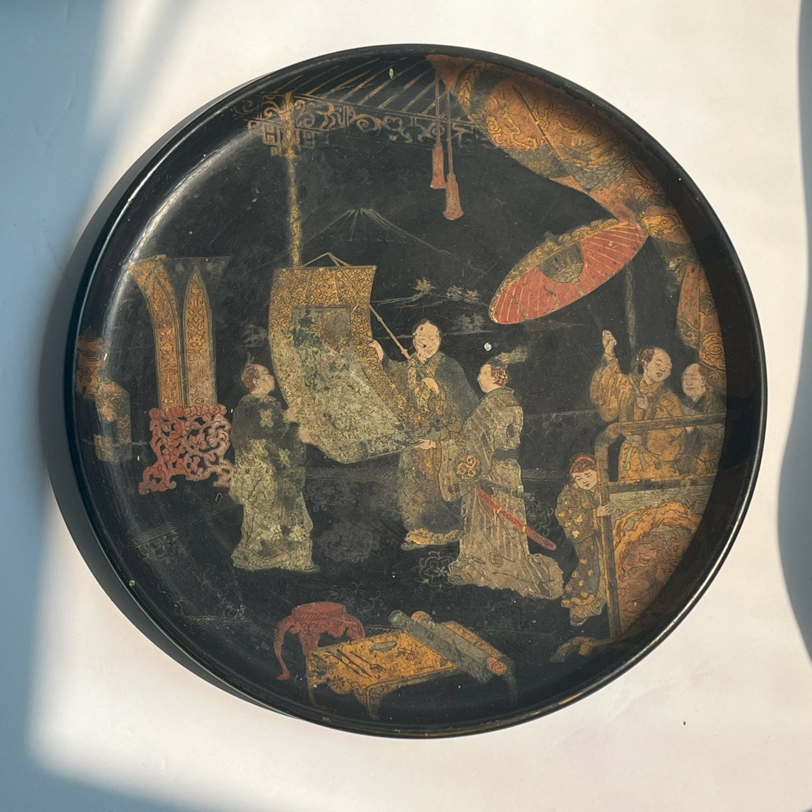 Antique Japanese Lacquer Plate (1 of 3)