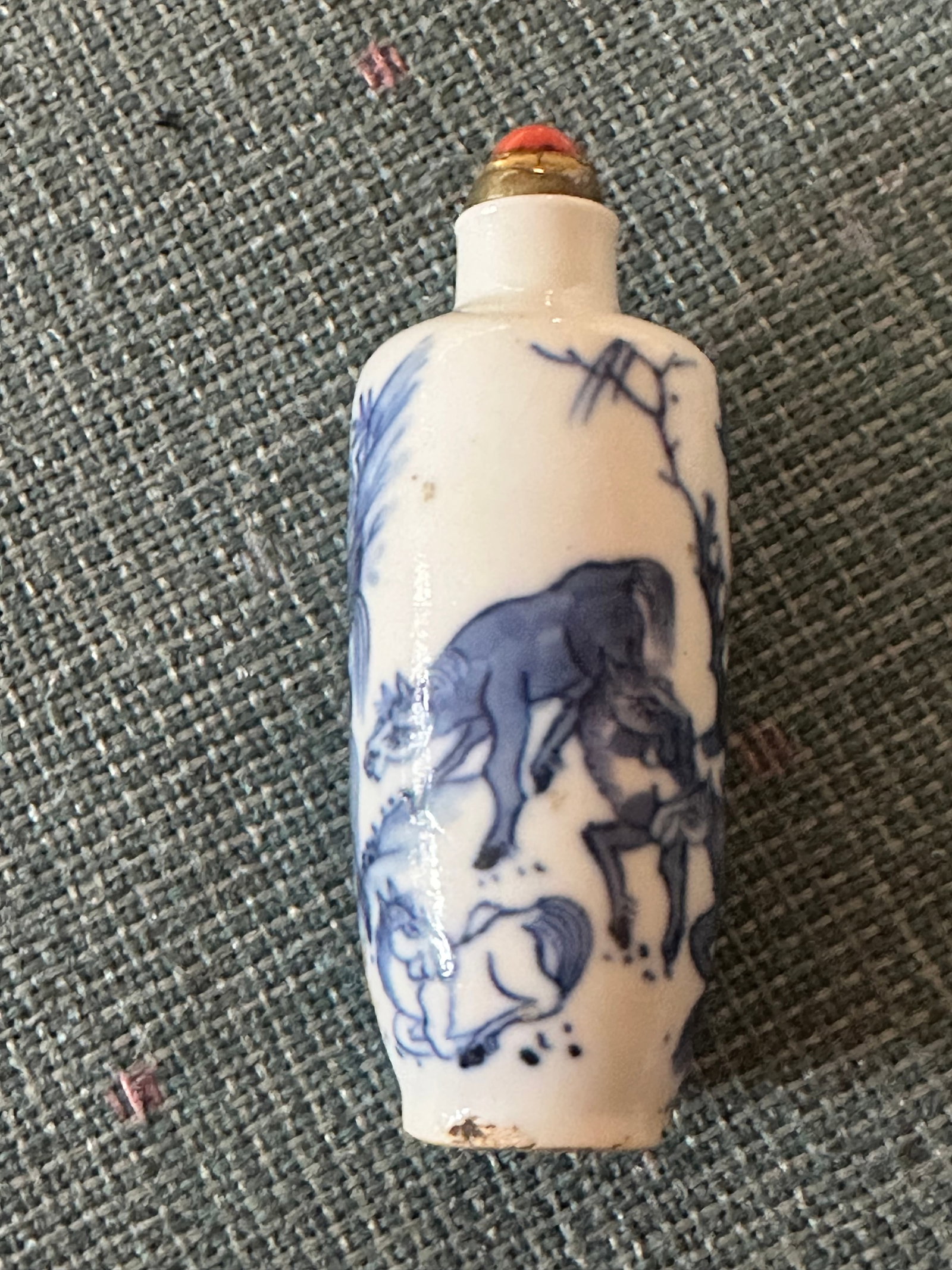 Antique Blue and White Snuff Bottle (1 of 3)