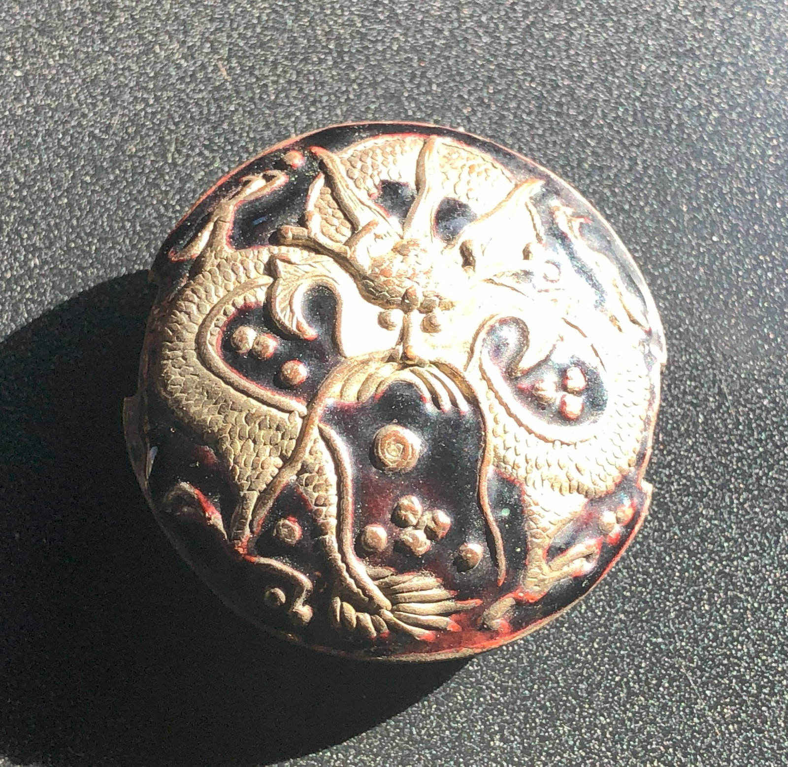 Antique Qing Dynasty Silver Dragon Bead: Antique Qing Dynasty Silver Dragon Bead, Size: 1.4"