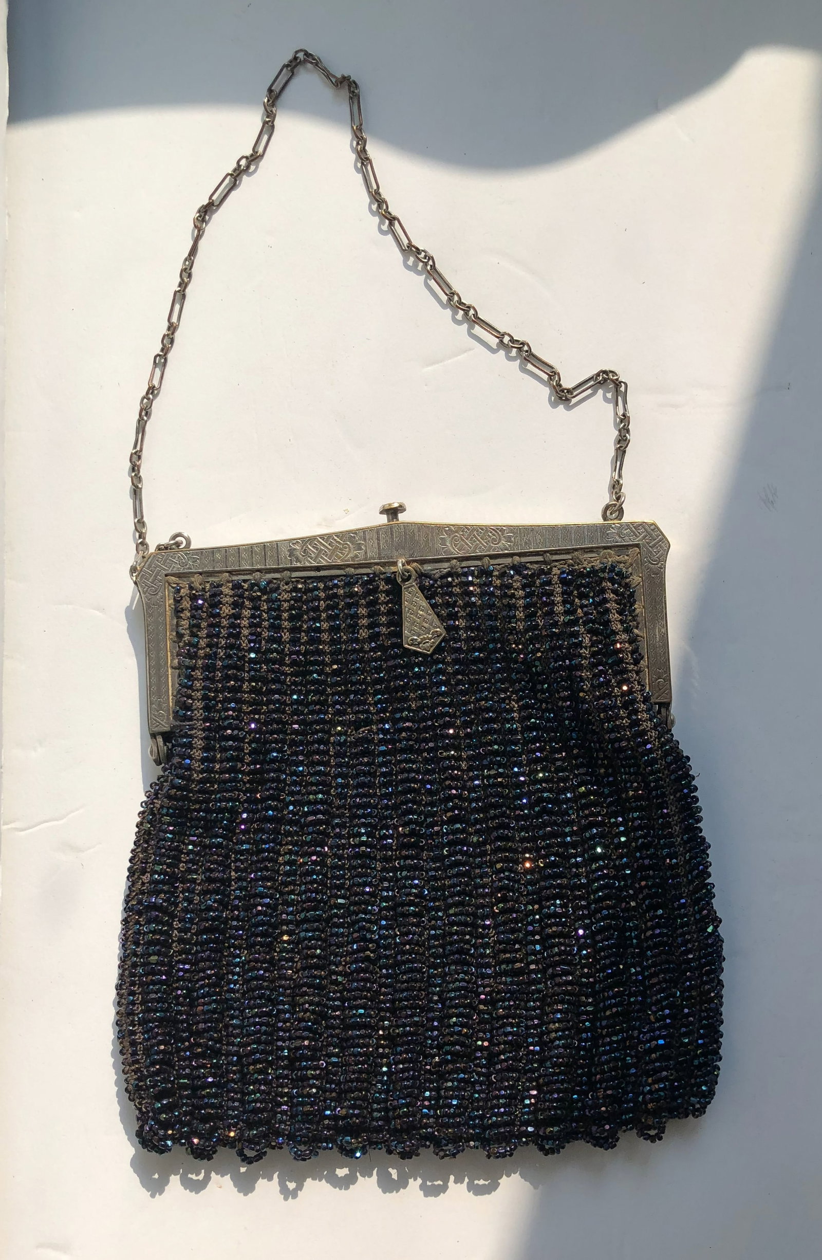 Vintage Beaded Purse with Silver Frame (1 of 5)