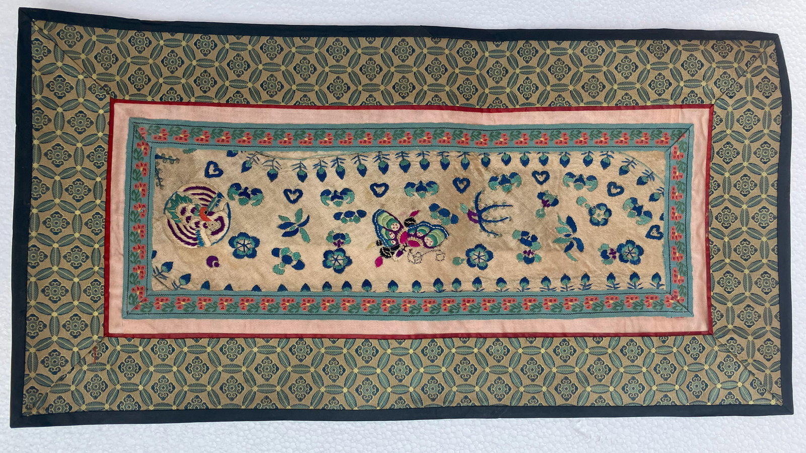Vintage Embroidery Panel: Vintage Embroidery Panel, Diametyer: 17" x 9"