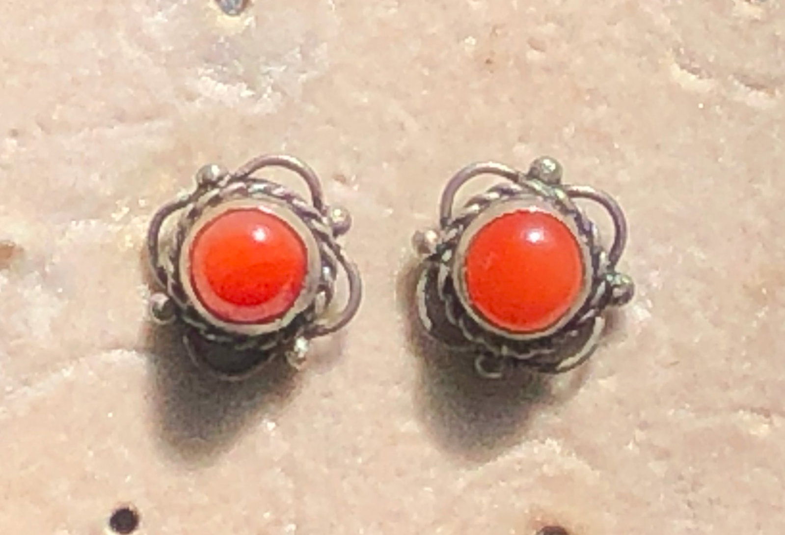 Pair of Silver Coral Earrings: Pair of Silver Coral Earrings