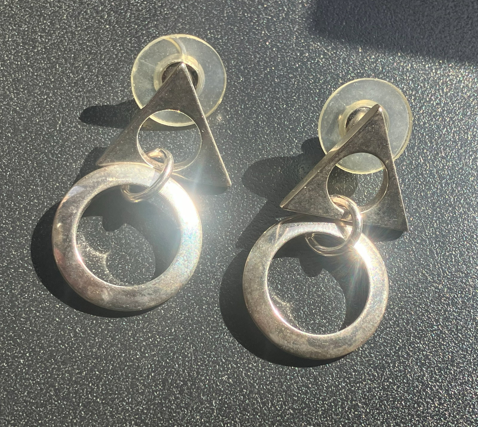 Geometric Silver Earrings - 2