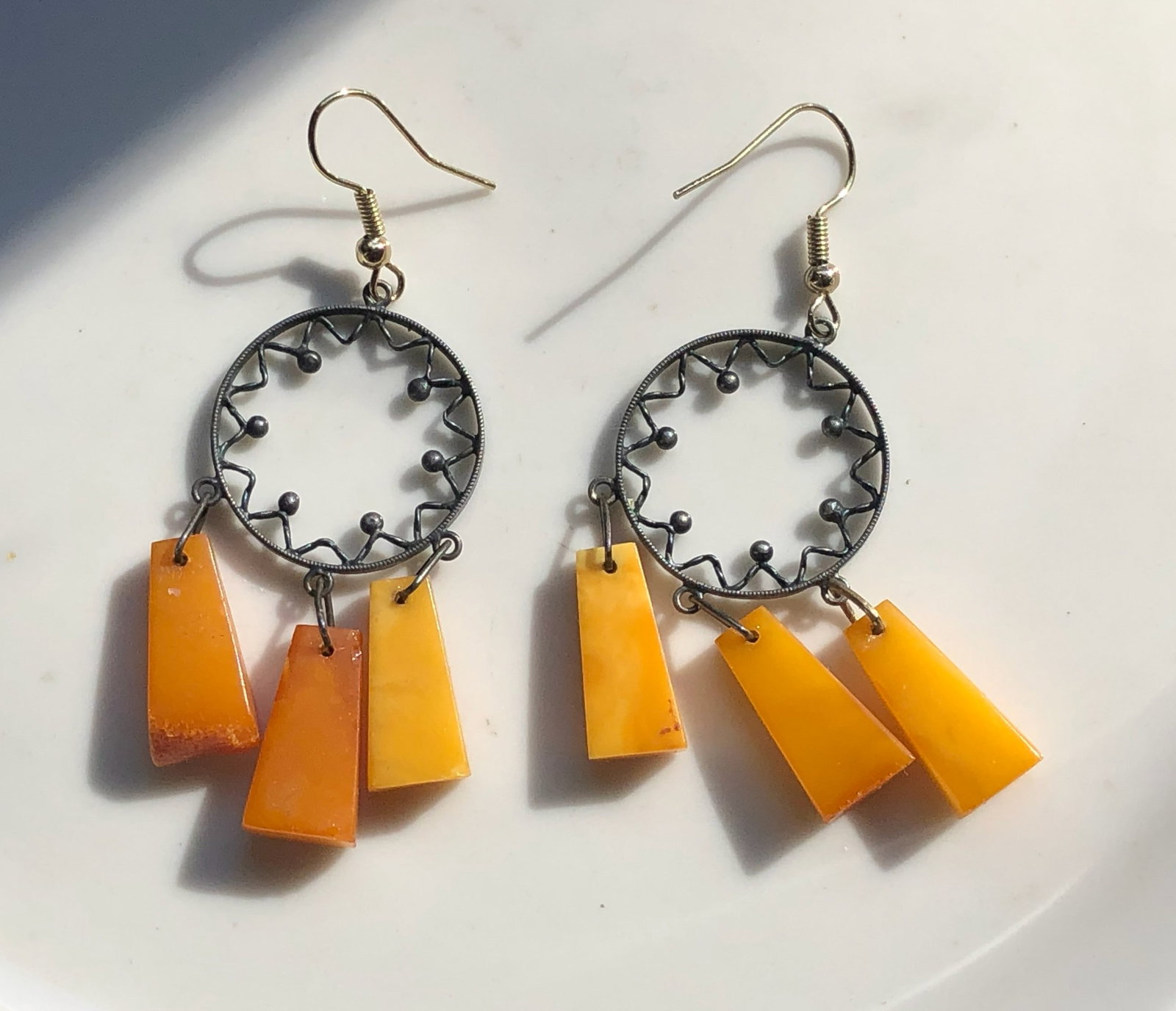 Amber Dangle Earrings - 2