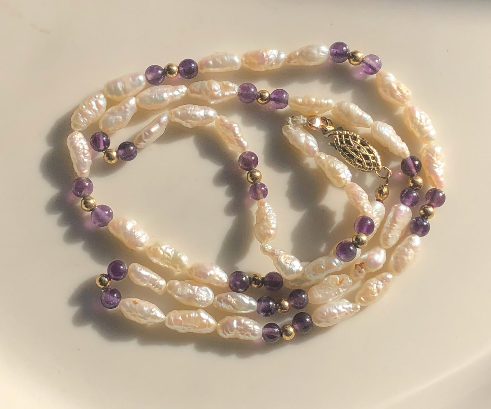 Pearl and Amethyst Necklace (1 of 2)