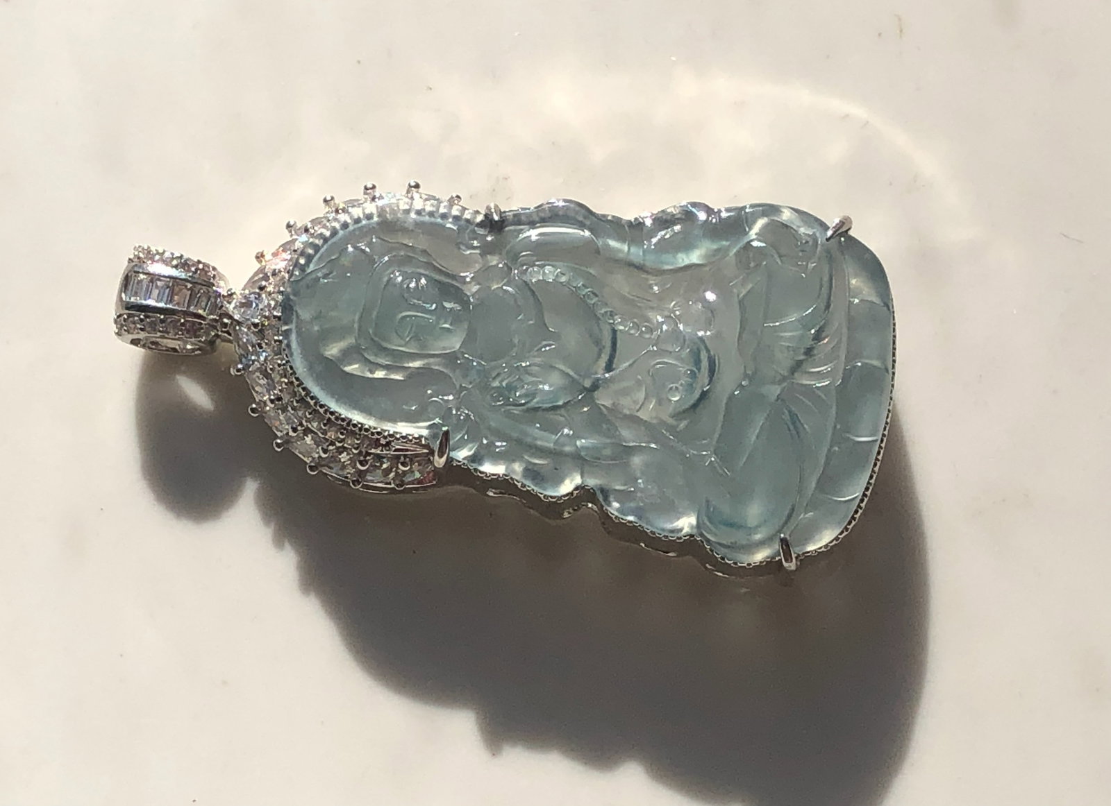 Natural Jadeite Pendant: Natural Jadeite Pendant, Size: 2.25"