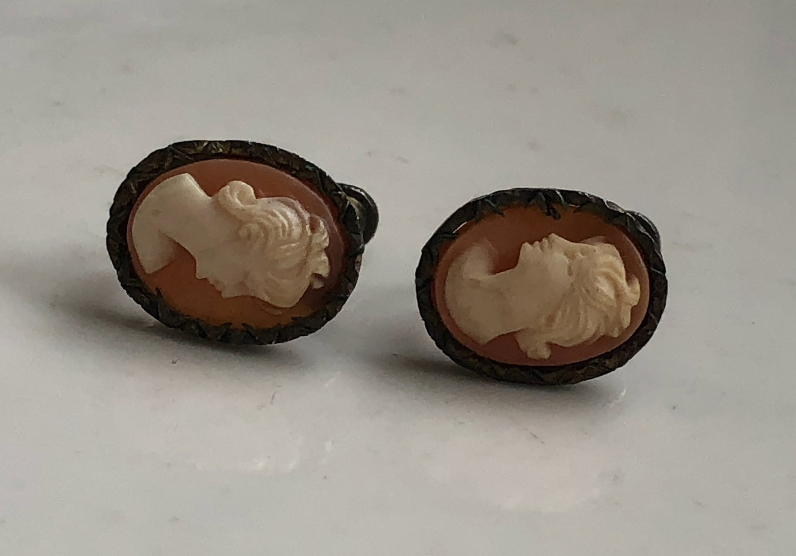 Pair of Silver Cameo Earrings: Pair of Silver Cameo Earrings