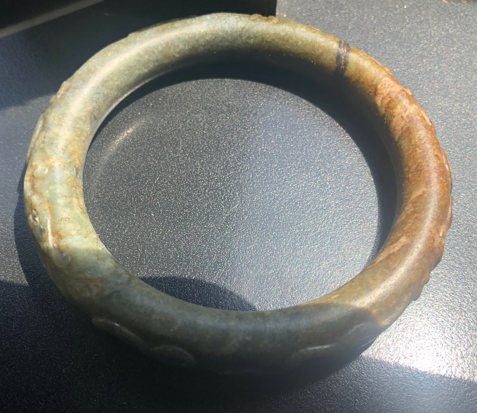 Antique Jade Bangle: Antique Jade Bangle, Inner diameter 2.6"