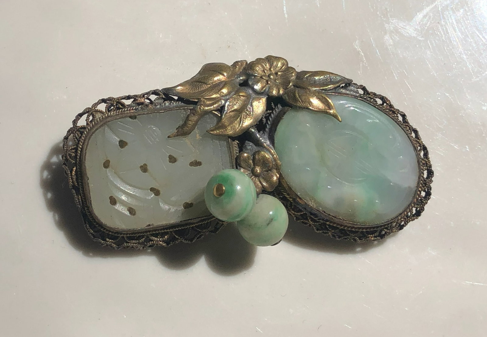 Antique Jade and Jadeite Brooch Pin (1 of 6)