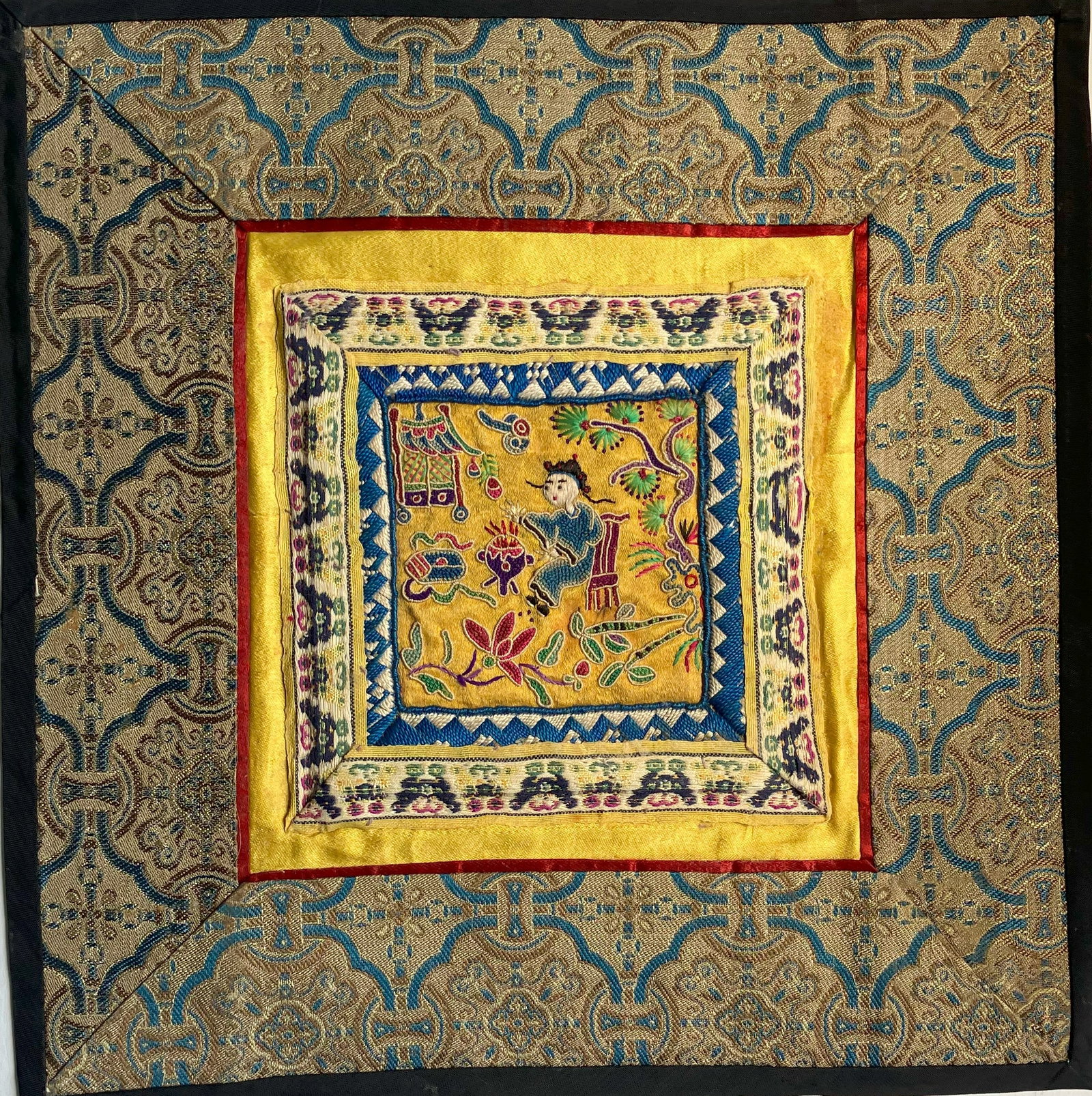 Vintage Embroidery Panel, Size: 9" x9" (1 of 2)