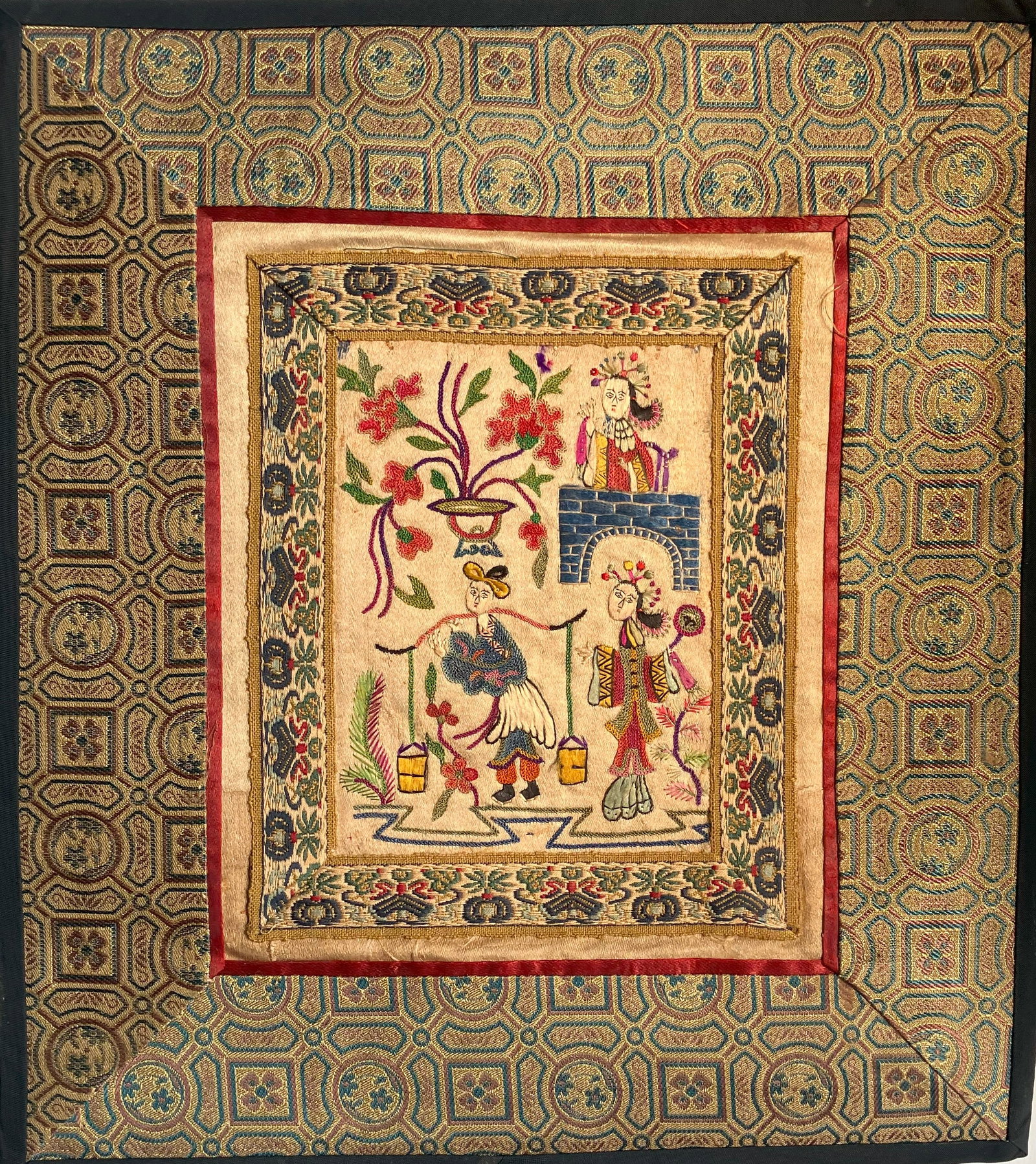 Vintage Embroidery Panel, Size: 9" x9" (1 of 2)