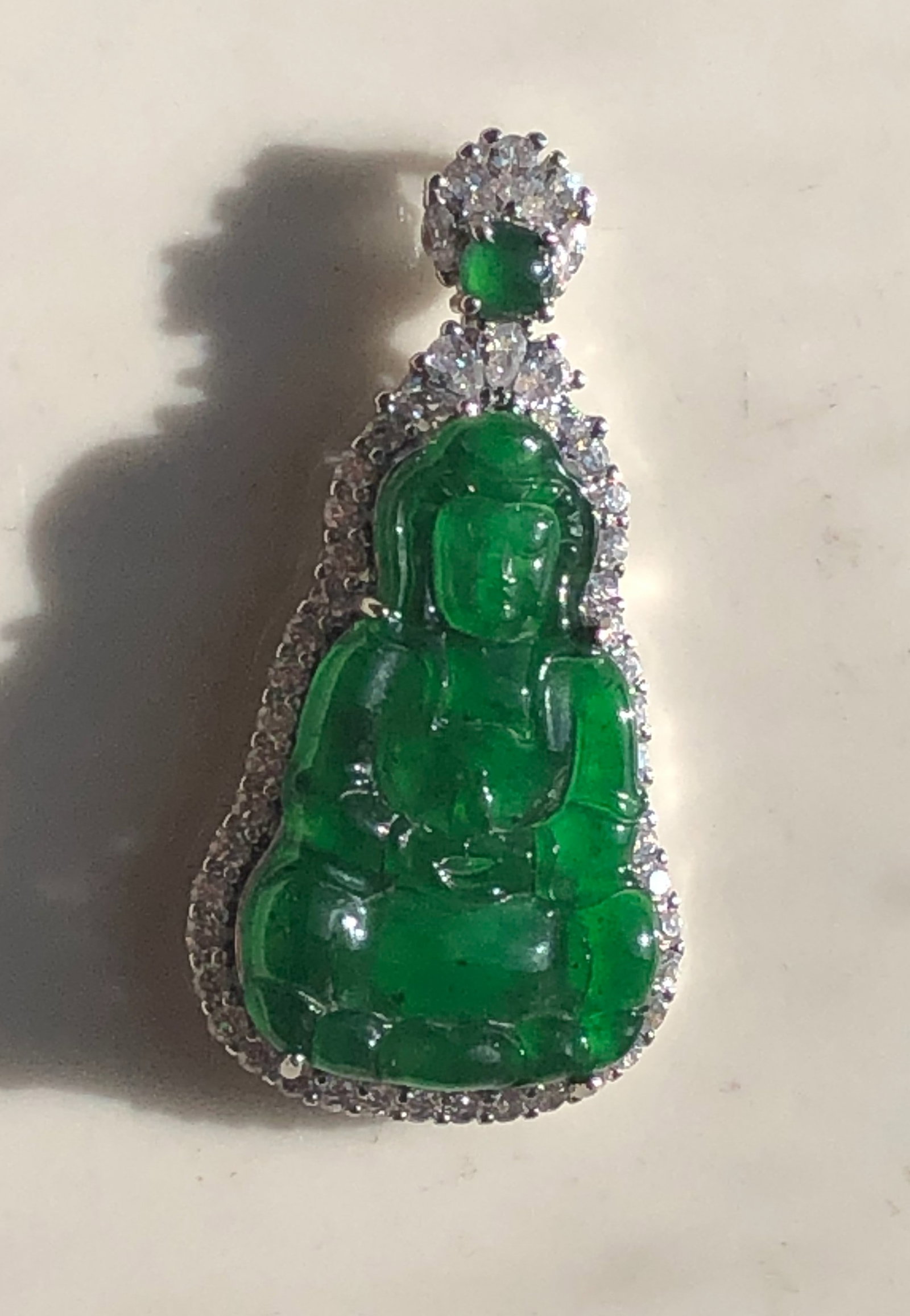 Natural Green Jadeite Pendant: Natural Green Jadeite Pendant, Size: 1.75"