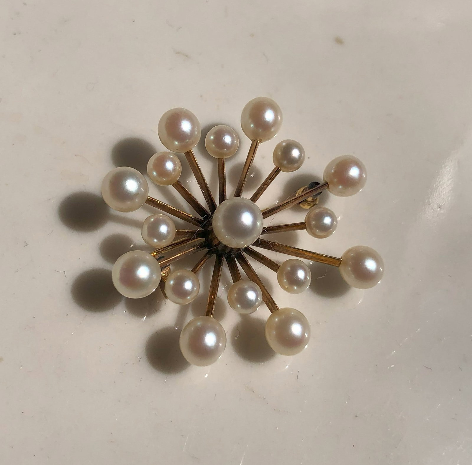 14K Gold Pearl Brooch Pin (1 of 4)