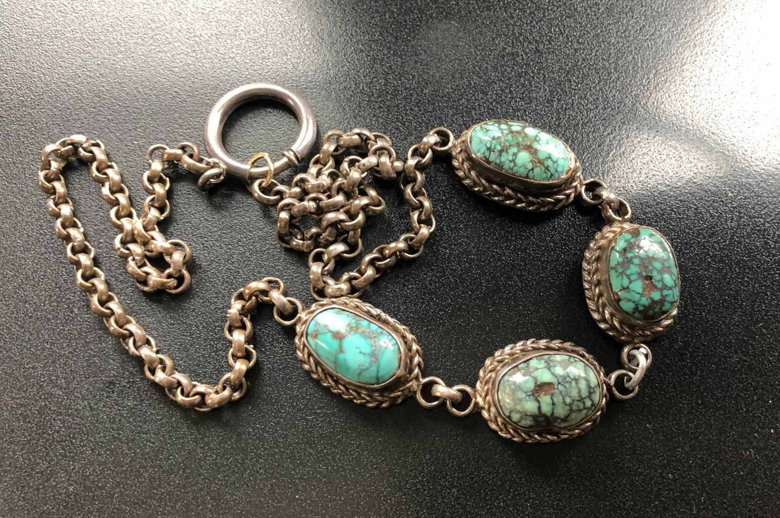 Antique Silver Turquoise Necklace - 2