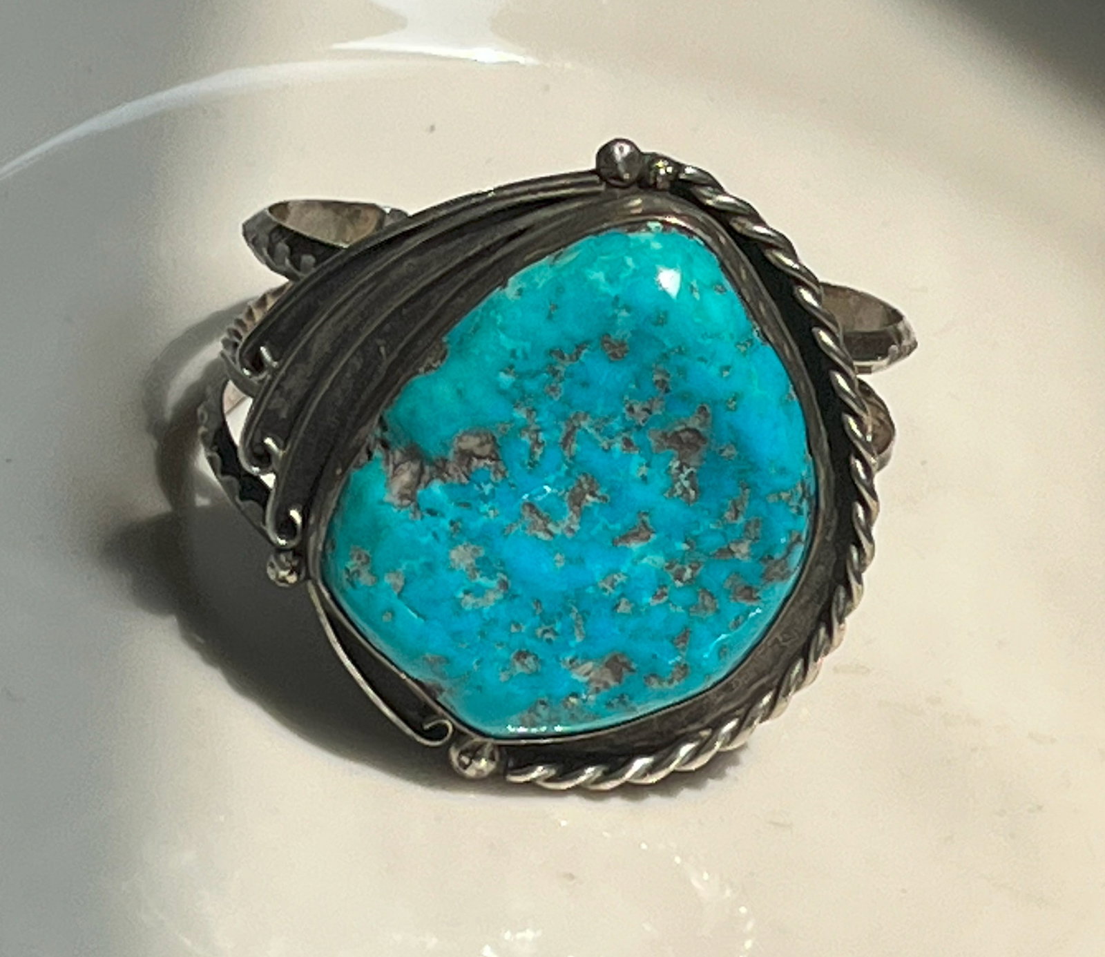 Huge Silver Turquoise Bracelet: Huge Silver Turquoise Bracelet, weight 78.4g