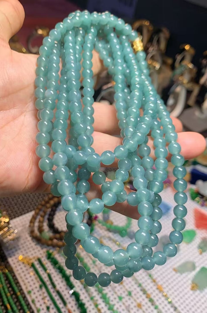 Natural Blue Jadeite Necklace (1 of 1)