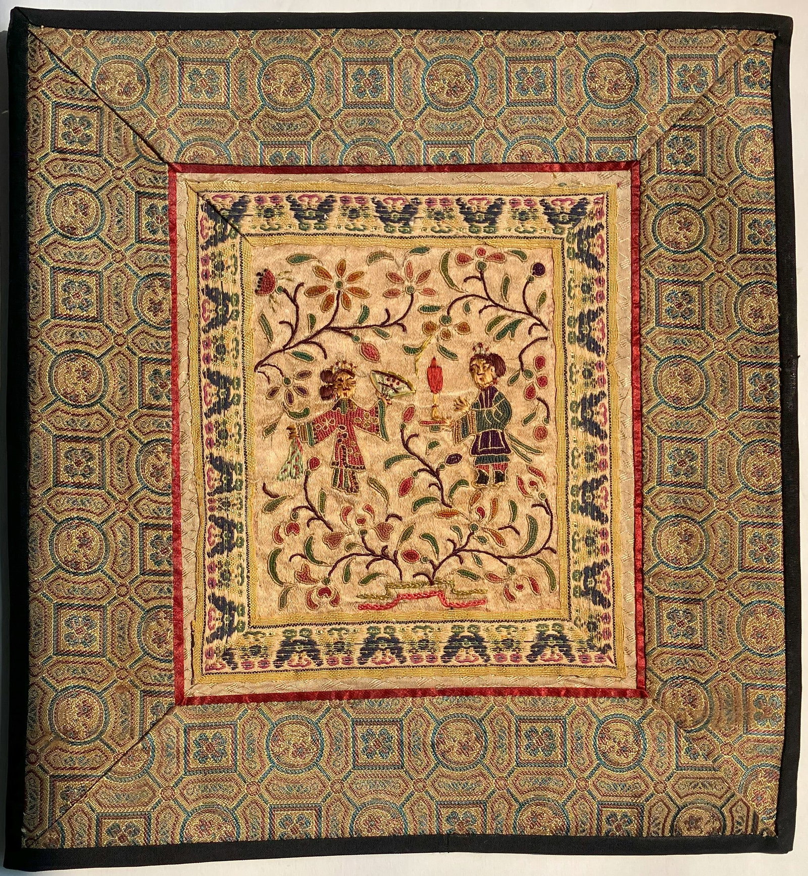 Vintage Embroidery Panel, Size: 9" x 9": Vintage Embroidery Panel, Size: 9" x 9"