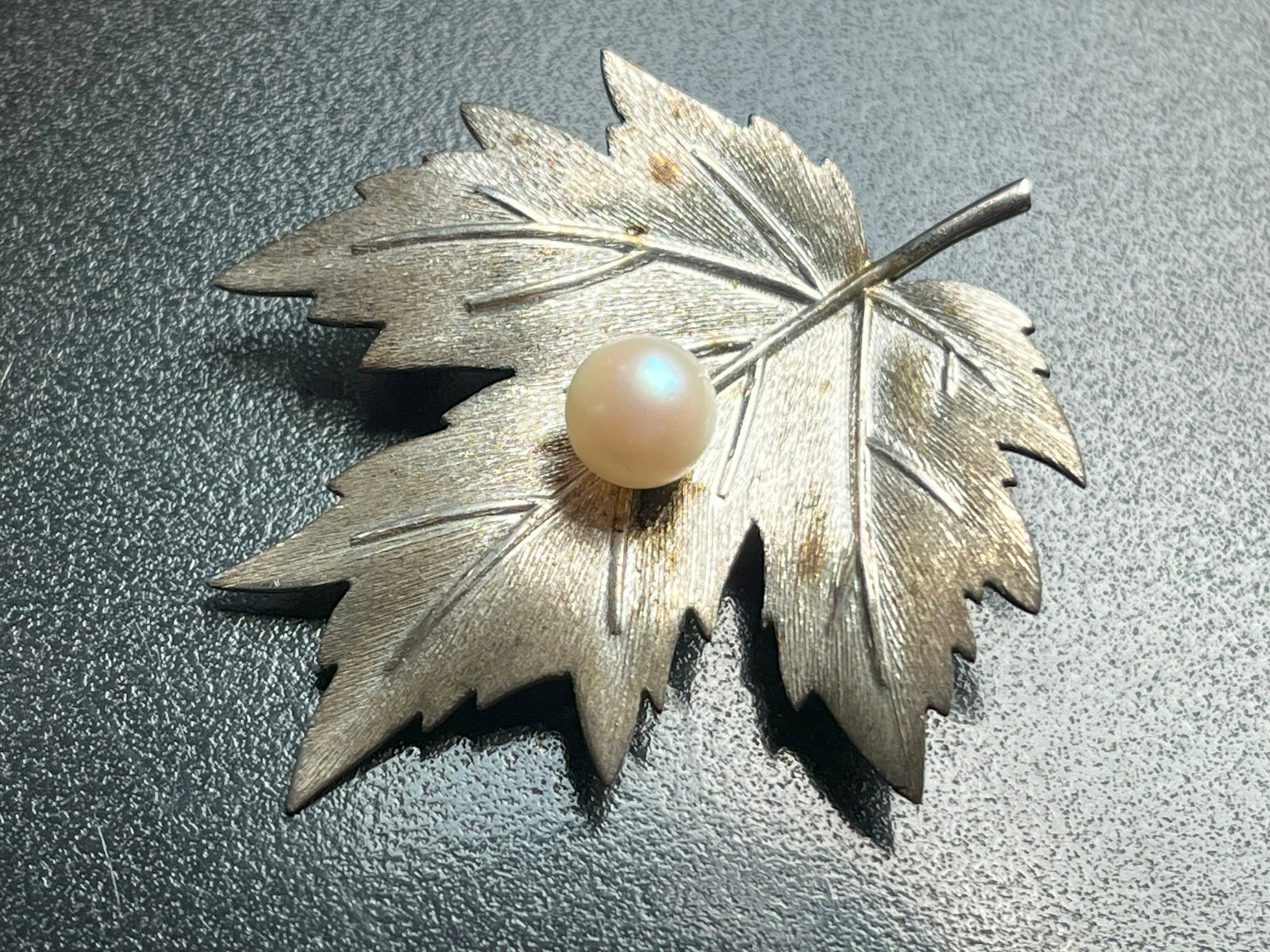 Vint6age Silver Sea Pearl Brooch Pin (1 of 4)