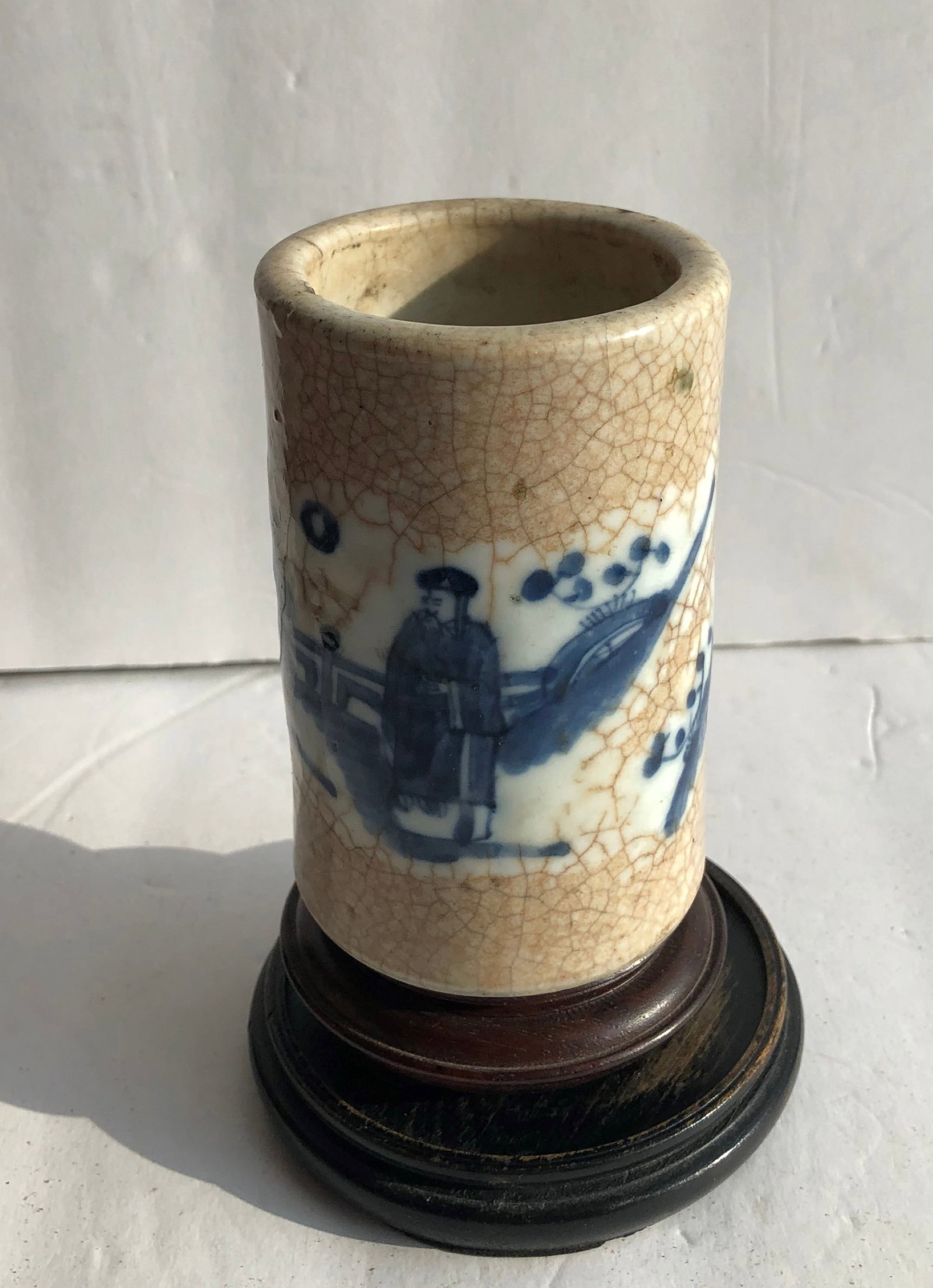 Antique Chinese Ge Style Brush Holder: Antique Chinese Ge Style Brush Holder, H: 4"