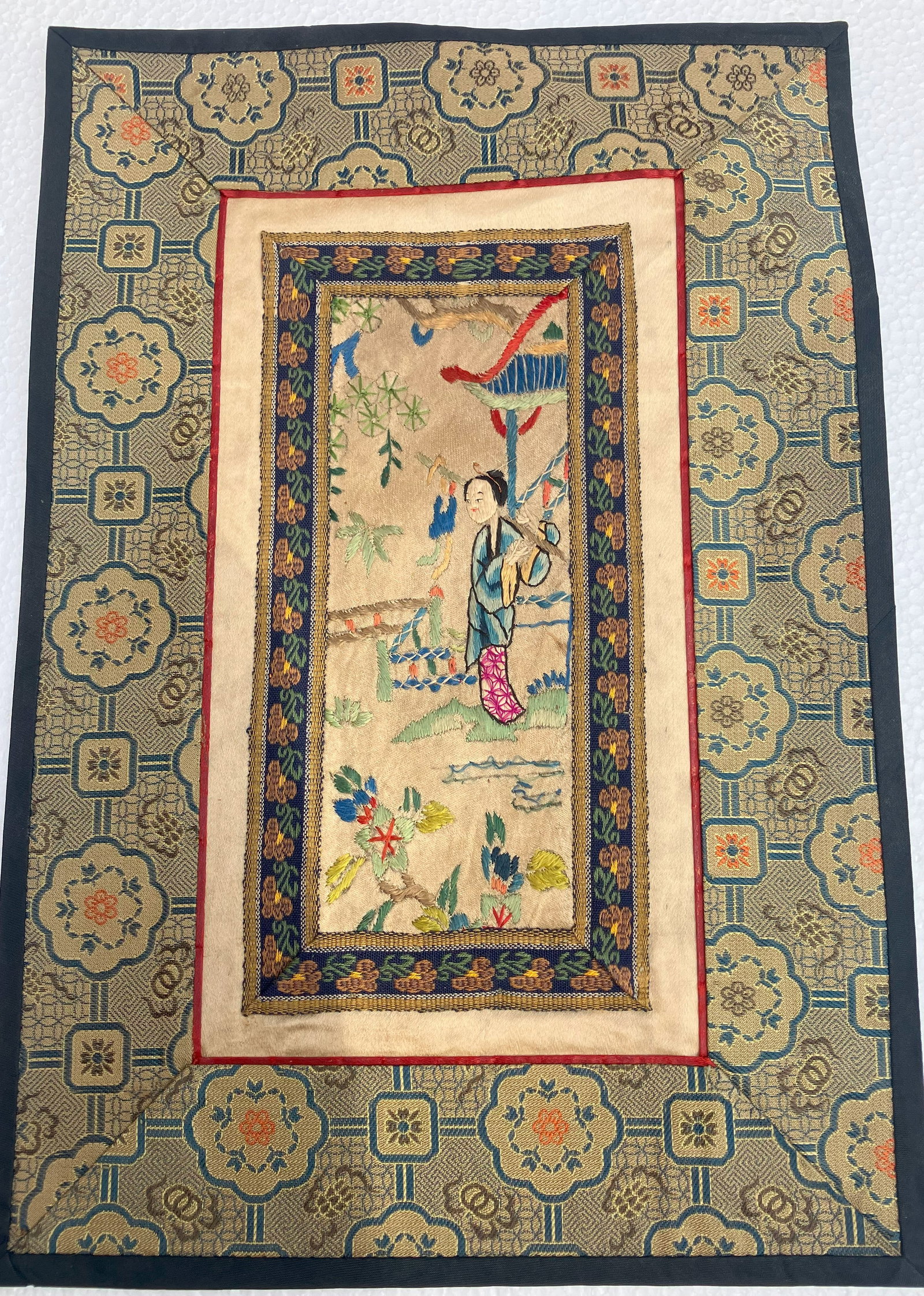 Vintage Embroidery Panel: Vintage Embroidery Panel, Size: 11" x 9"