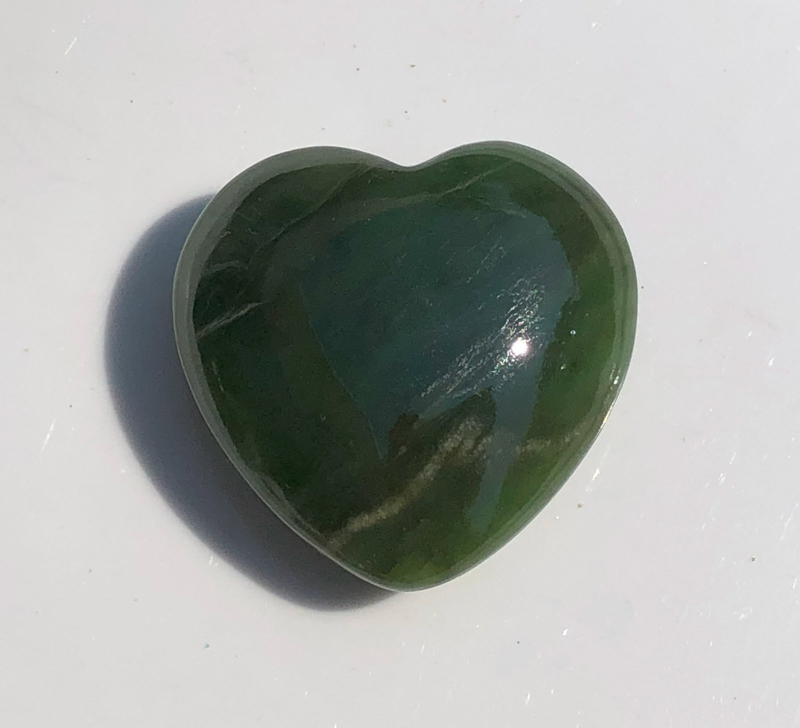 Vintage Green Jade Heart: Vintage Green Jade Heart, Size: 2"
