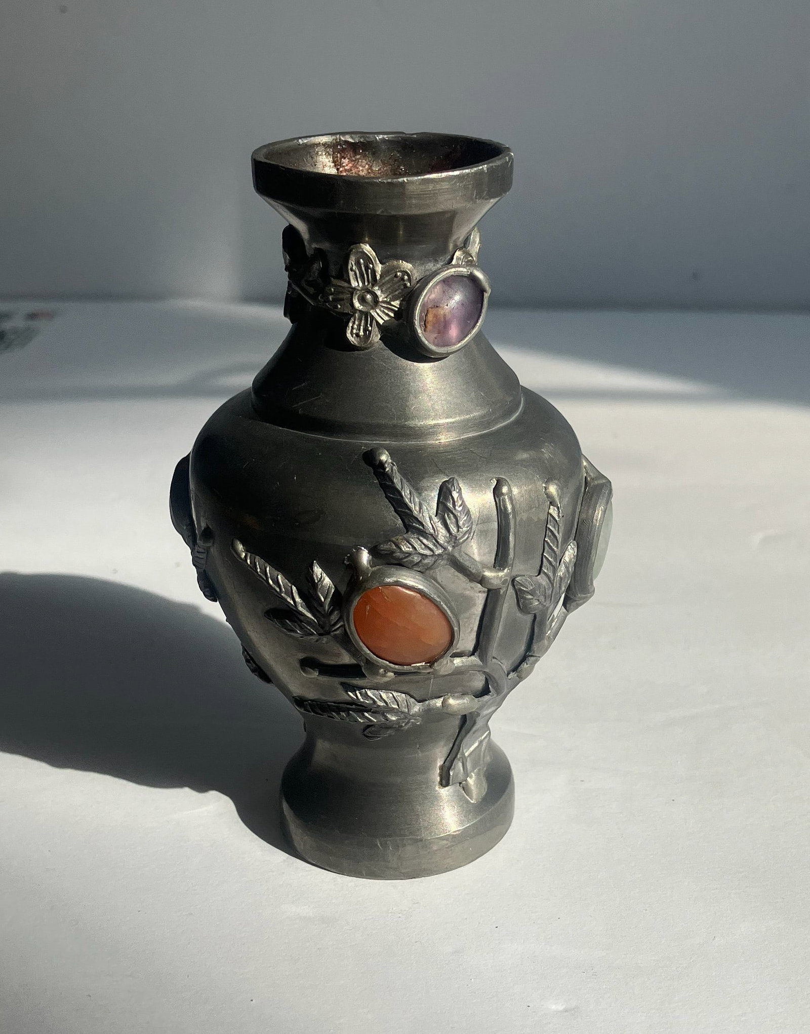 Antique Pewter Vase: Antique Pewter Vase, H: 4.25"