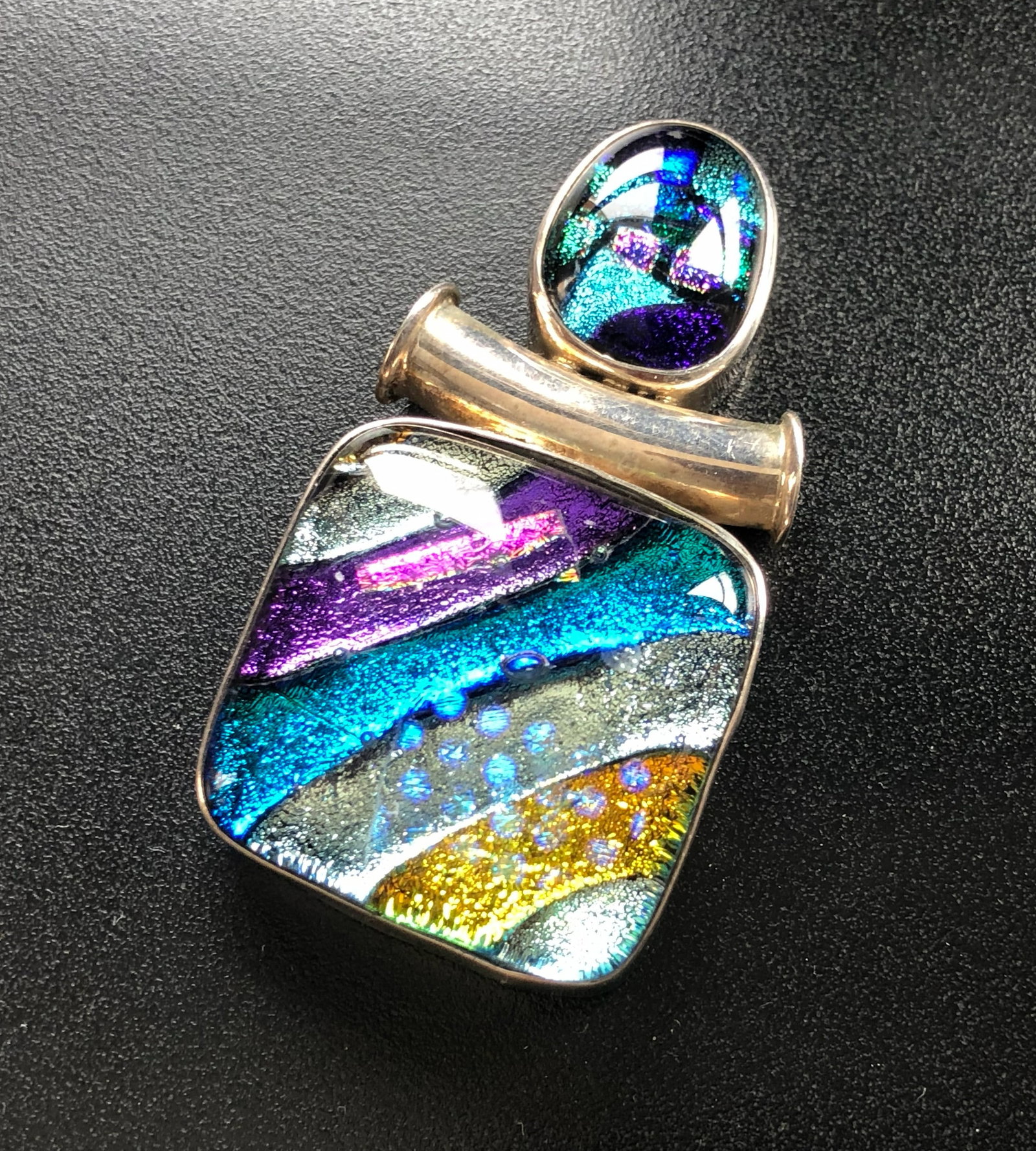 Vintage Silver Glass Pendant