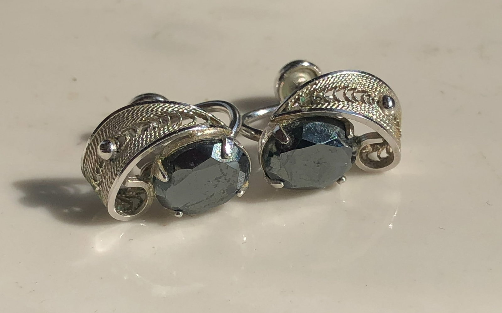 Pair of Silver Earrings: Pair of Silver Earrings