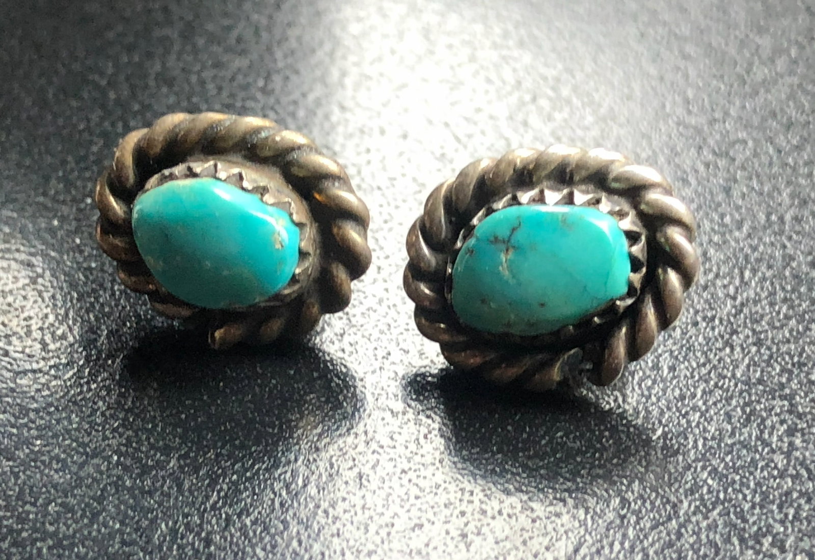 Pair of Silver Turquoise Earrings