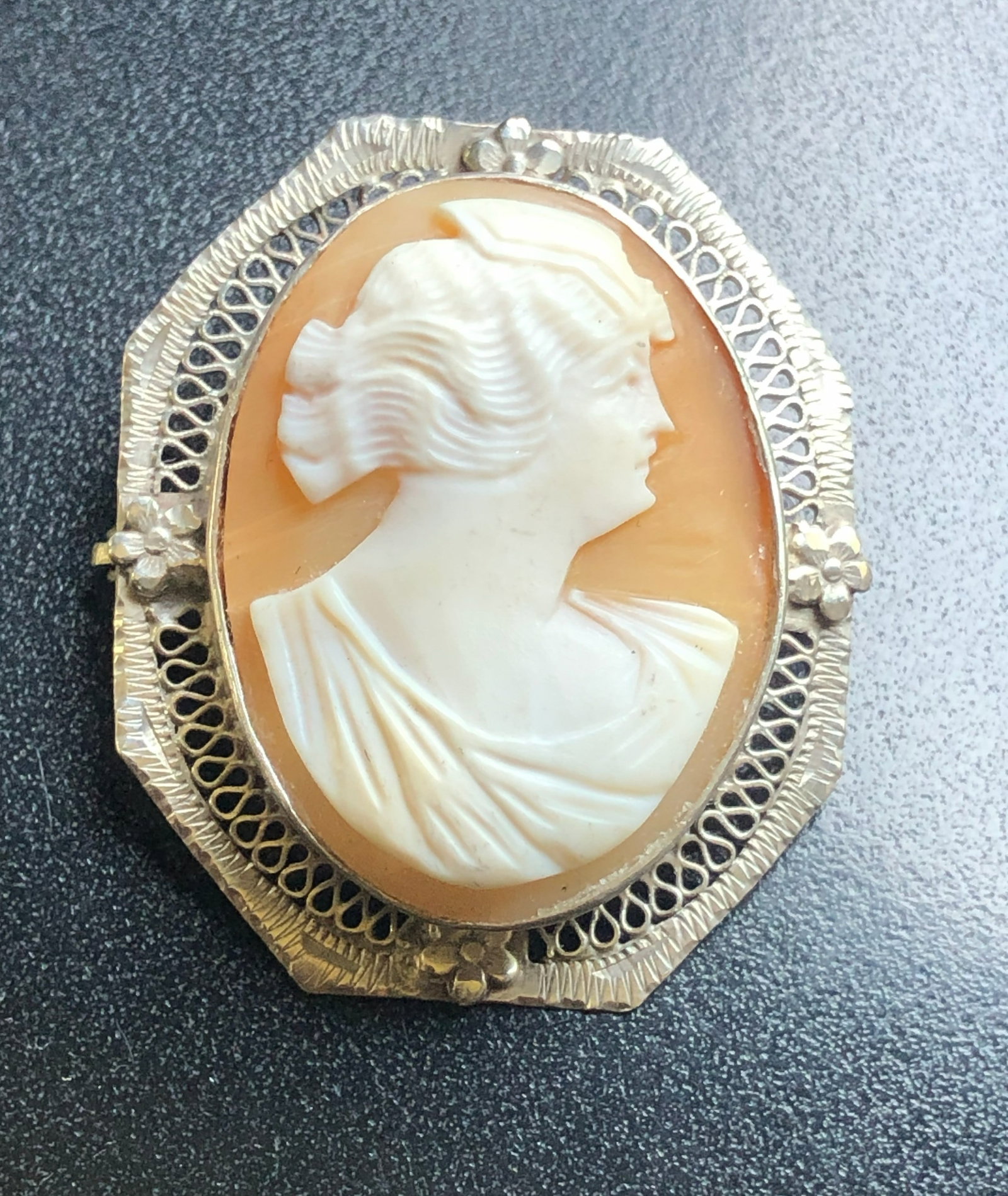 Vintage Cameo Silver Brooch Pin (1 of 3)