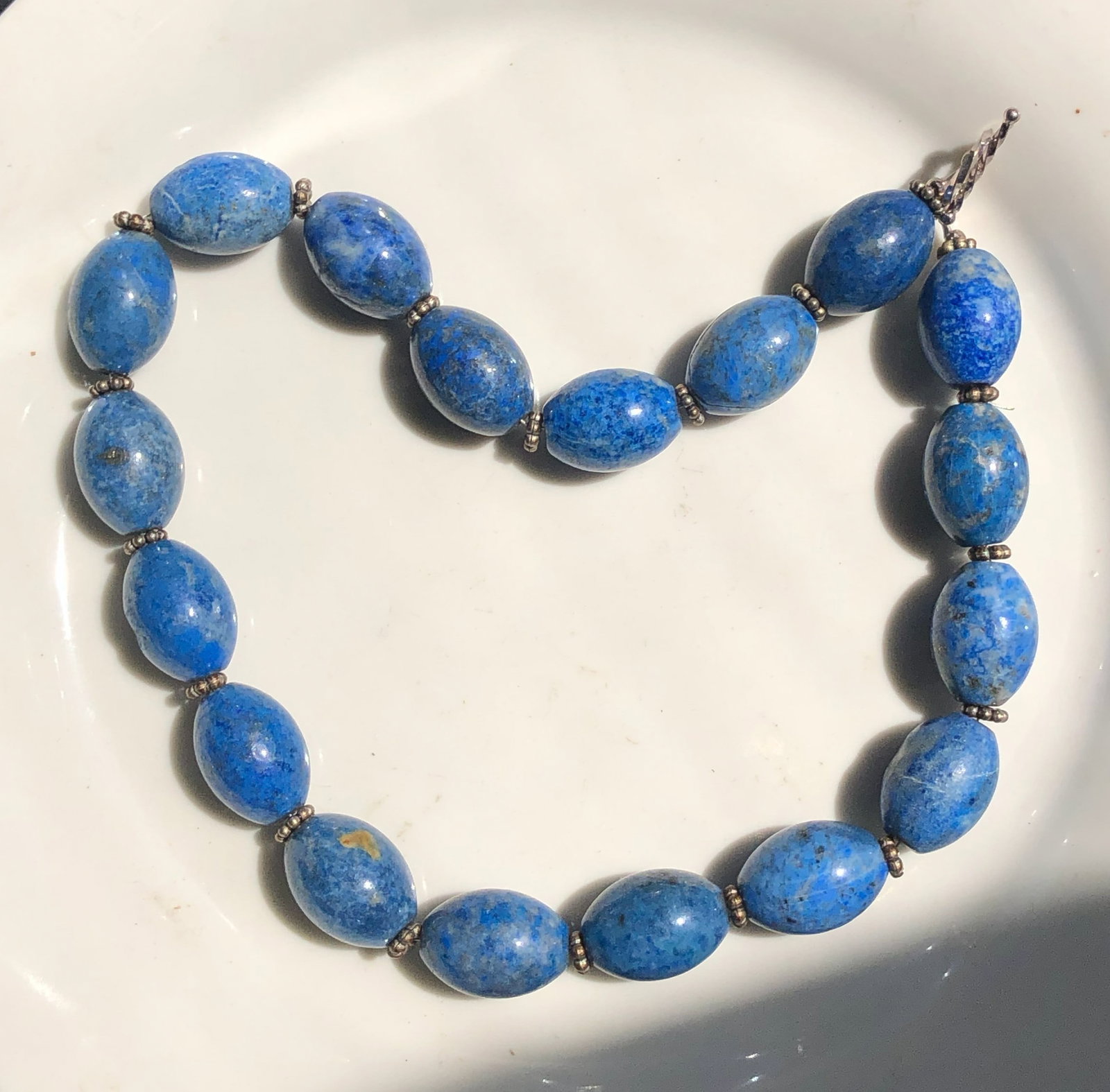 Vintage Lapis Beads Silver Necklace: Vintage Lapis Beads Silver Necklace