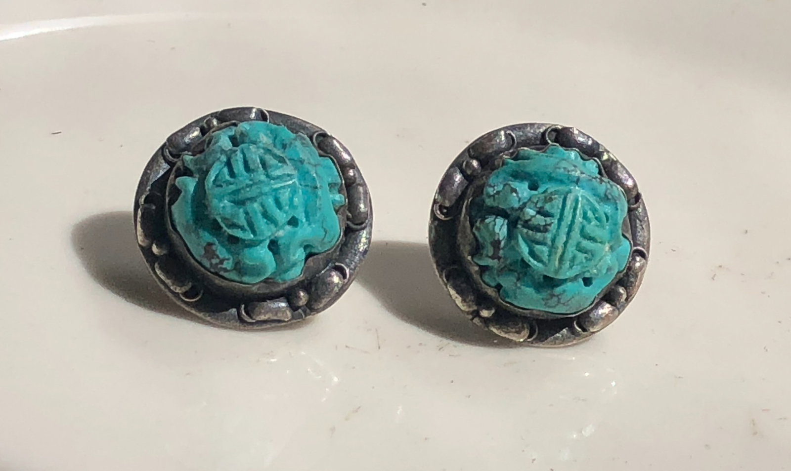 Pair of Silver Turquoise Earrings