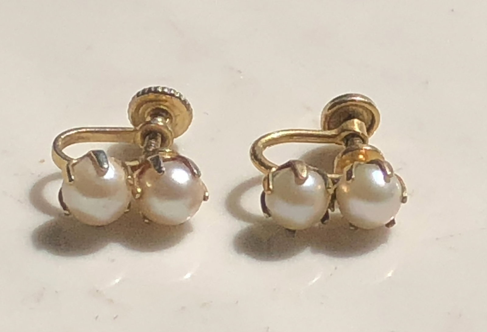 Pair of Gold Filled Pearl Earrings: Pair of Gold Filled Pearl Earrings