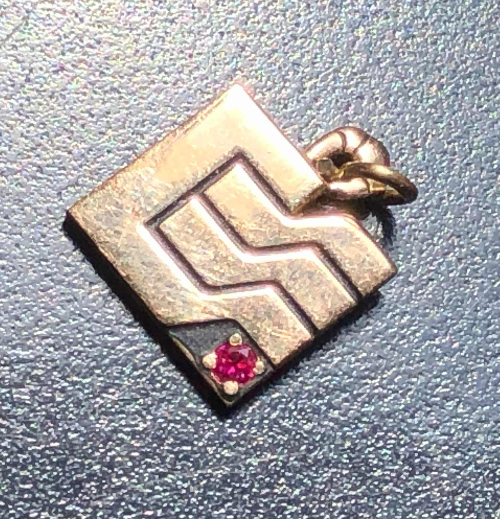 Geometric Pendant with Gemstone