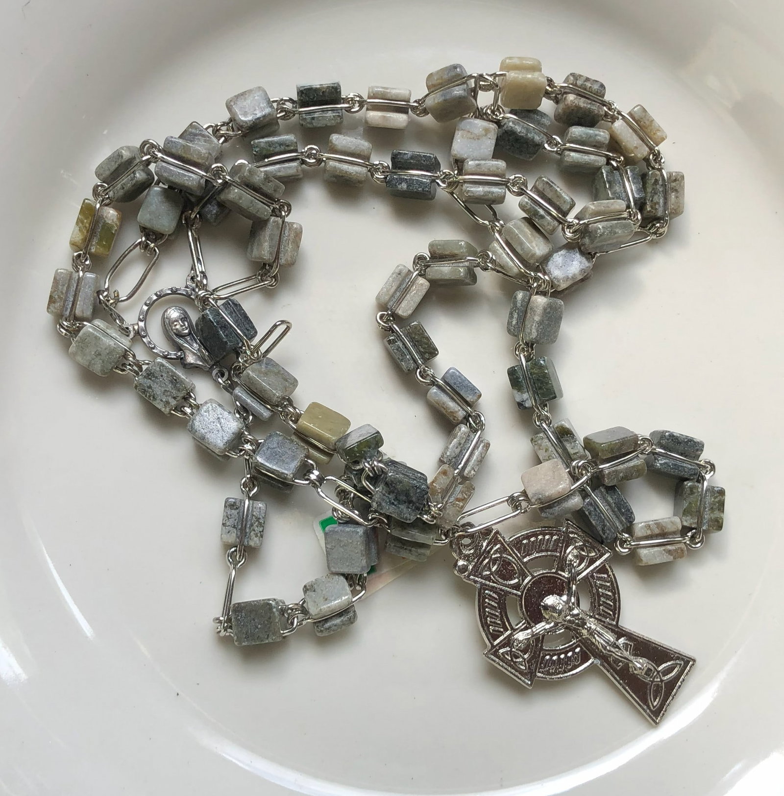 Genuine Connemara Marble Rosary Beads Necklace (1 of 5)