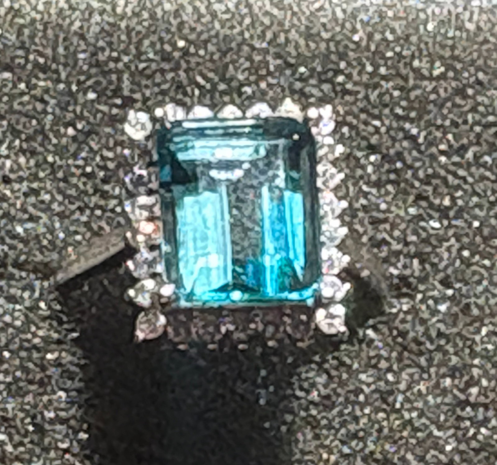 Blue Gemstone Silver Ring: A stunning blue gemstone Silver ring with a sparkling halo, size 6