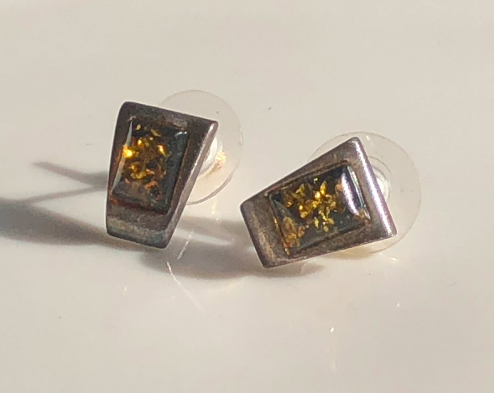 Pair of Amber Silver Earrings