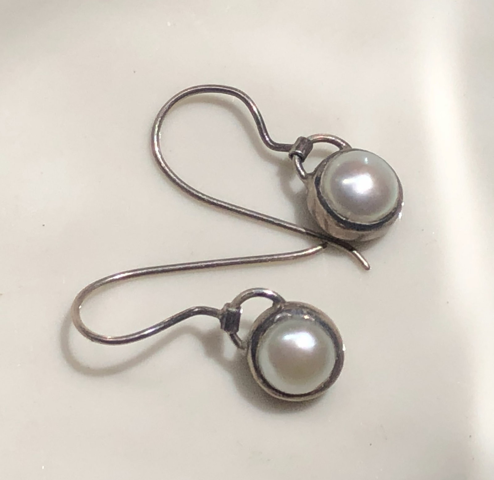 Pair of Silver Pearl Earrings