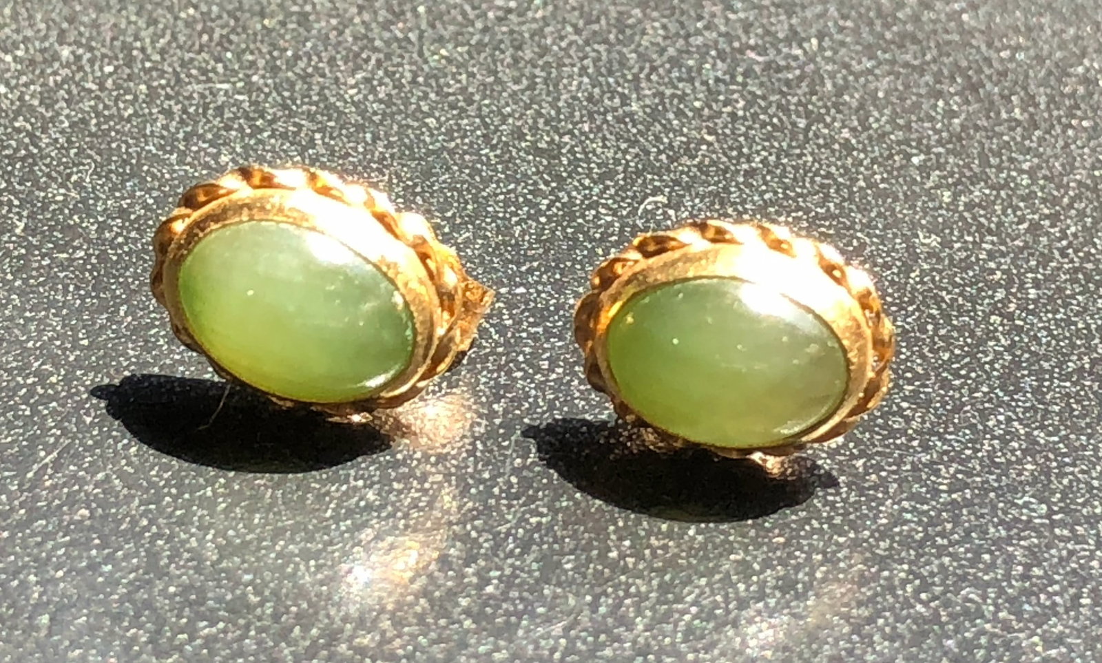 Pair of 14k Gold Jade Earrings (1 of 3)