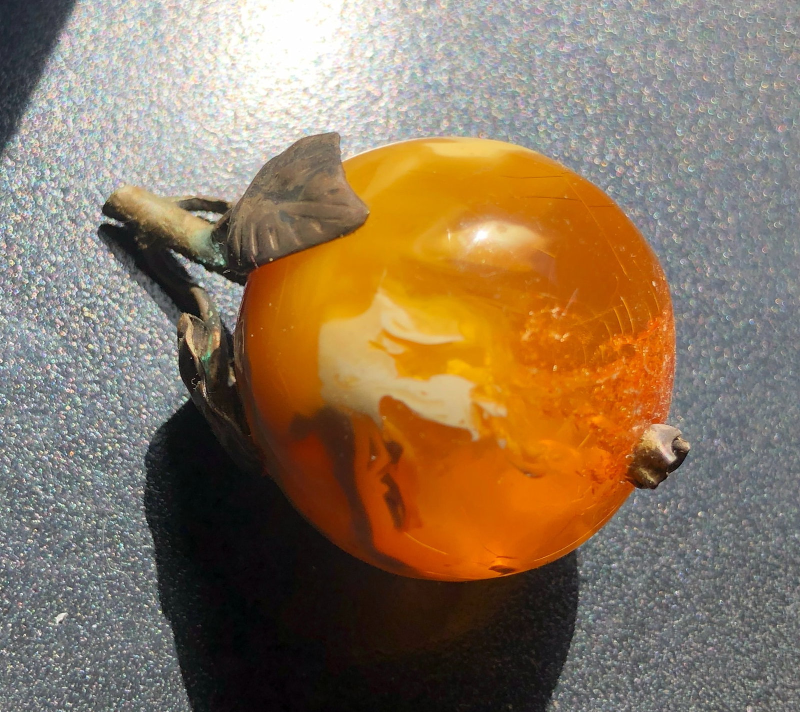 Vintage Amber Silver Pendant