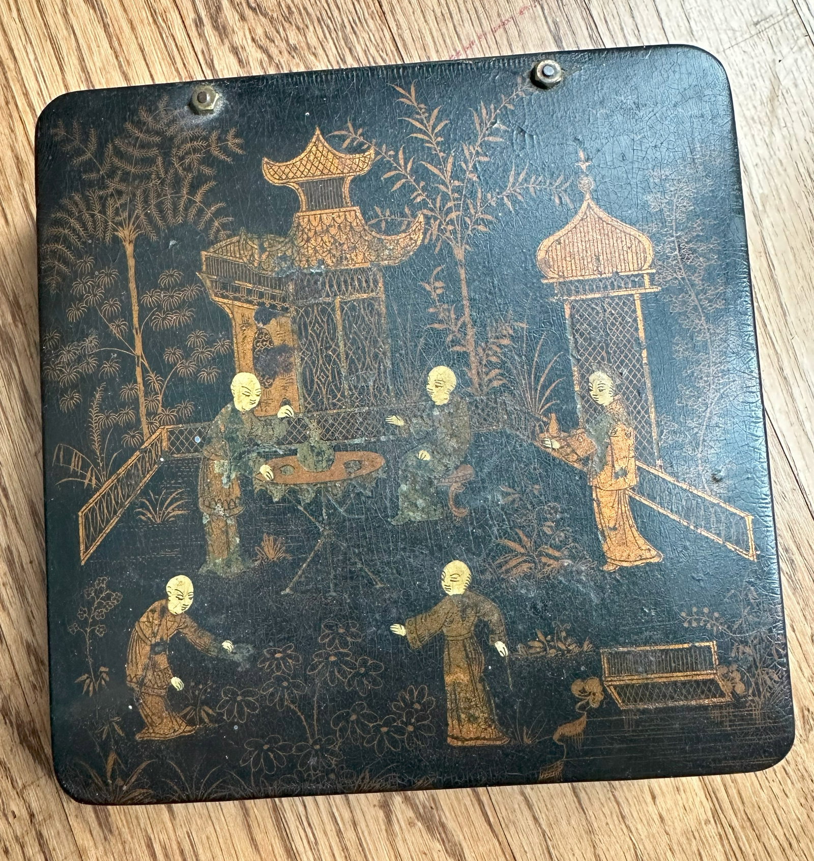 Antique Chinese Black Lacquer Box: Antique Chinese Black Lacquer Box