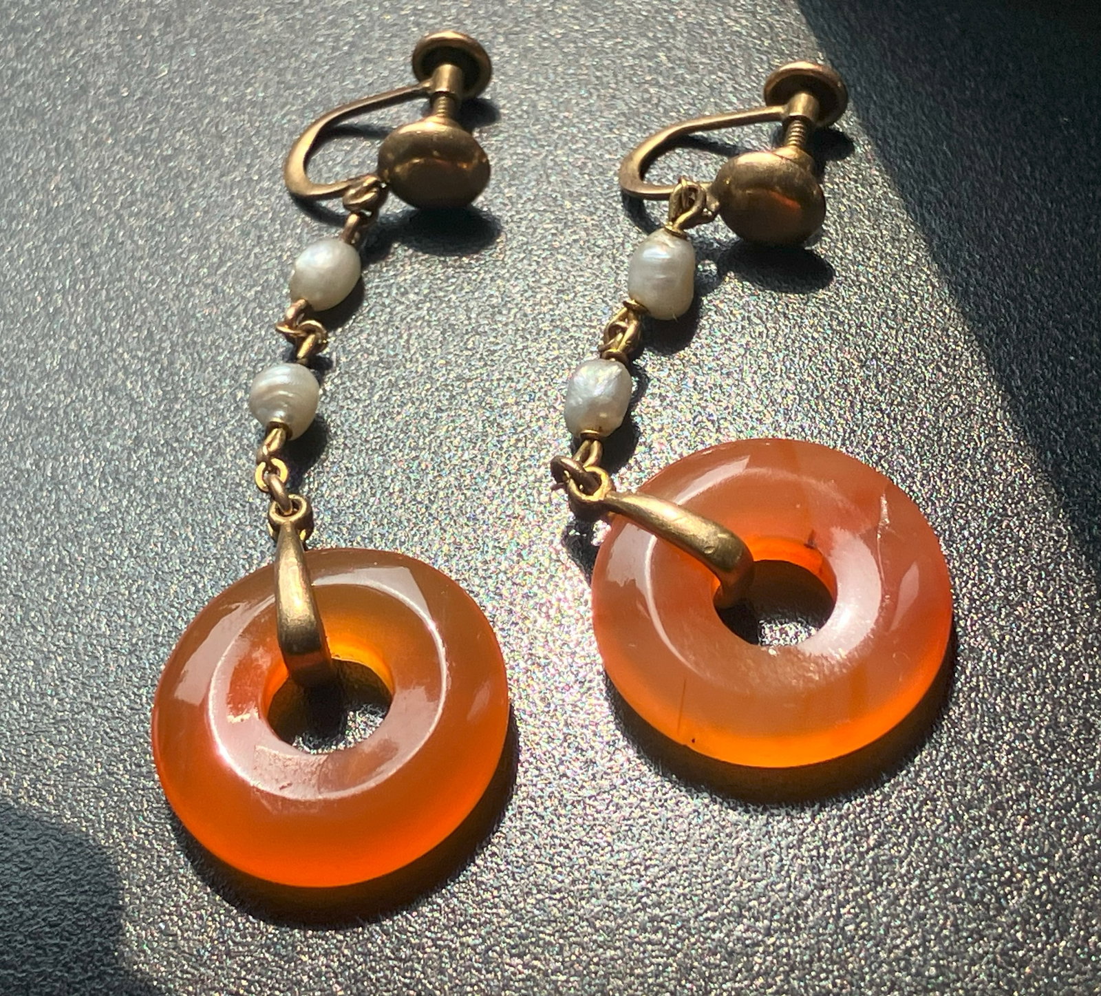 Pair of Antique carnelian Earrings: Pair of Antique carnelian Earrings