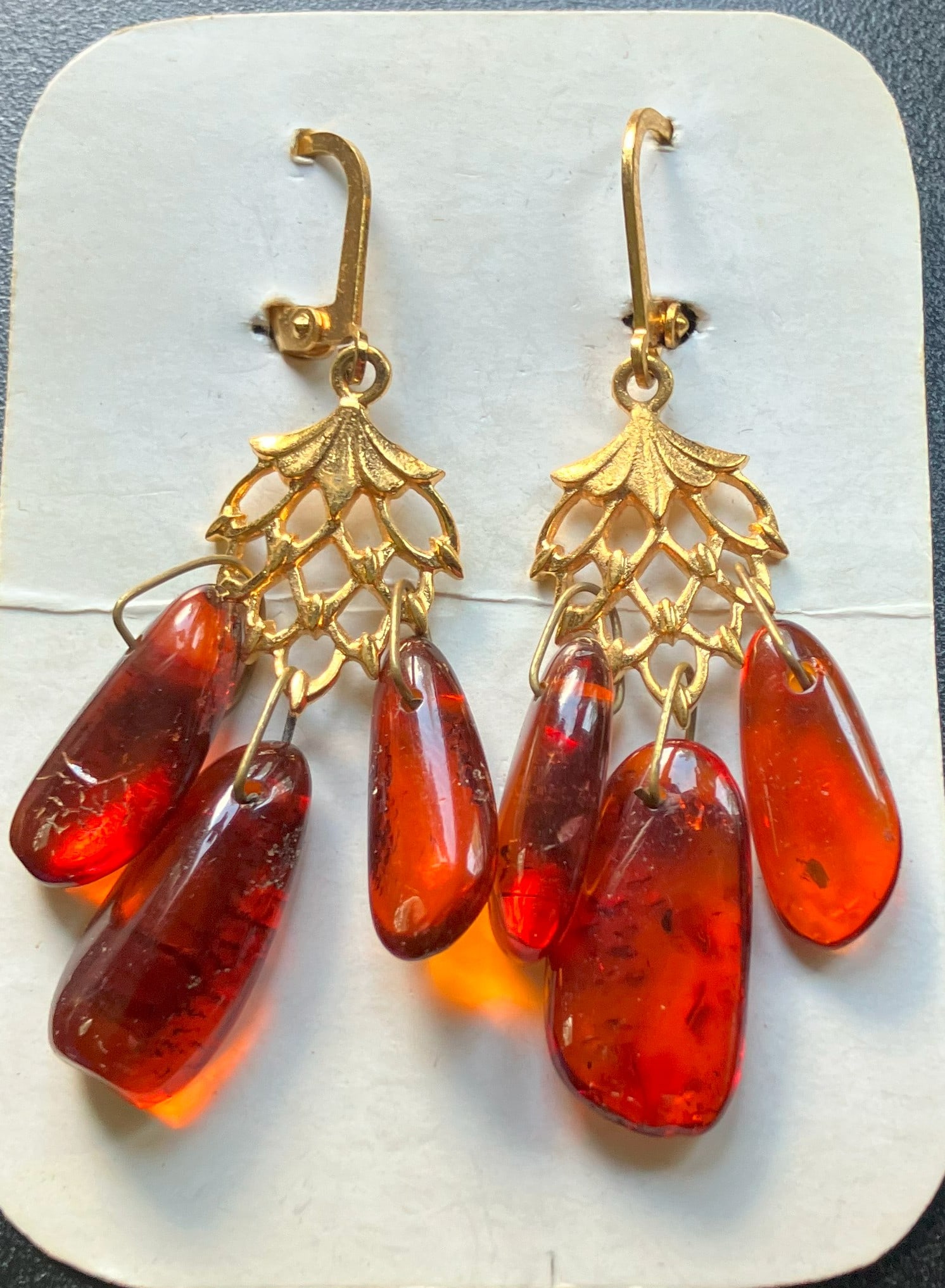 Pair of Amber Earrings: Pair of Amber Earrings