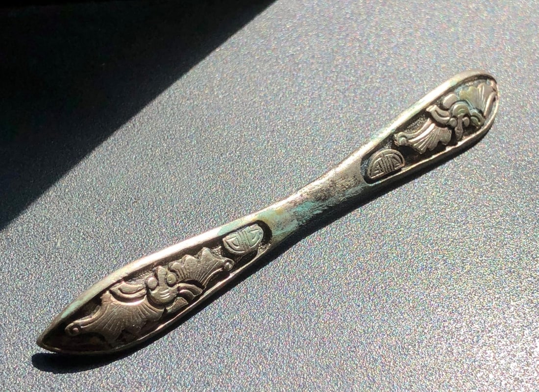 Antique Qing Dynasty Silver Hair Pin: Antique Qing Dynasty Silver Hair Pin, Size: 3.75"