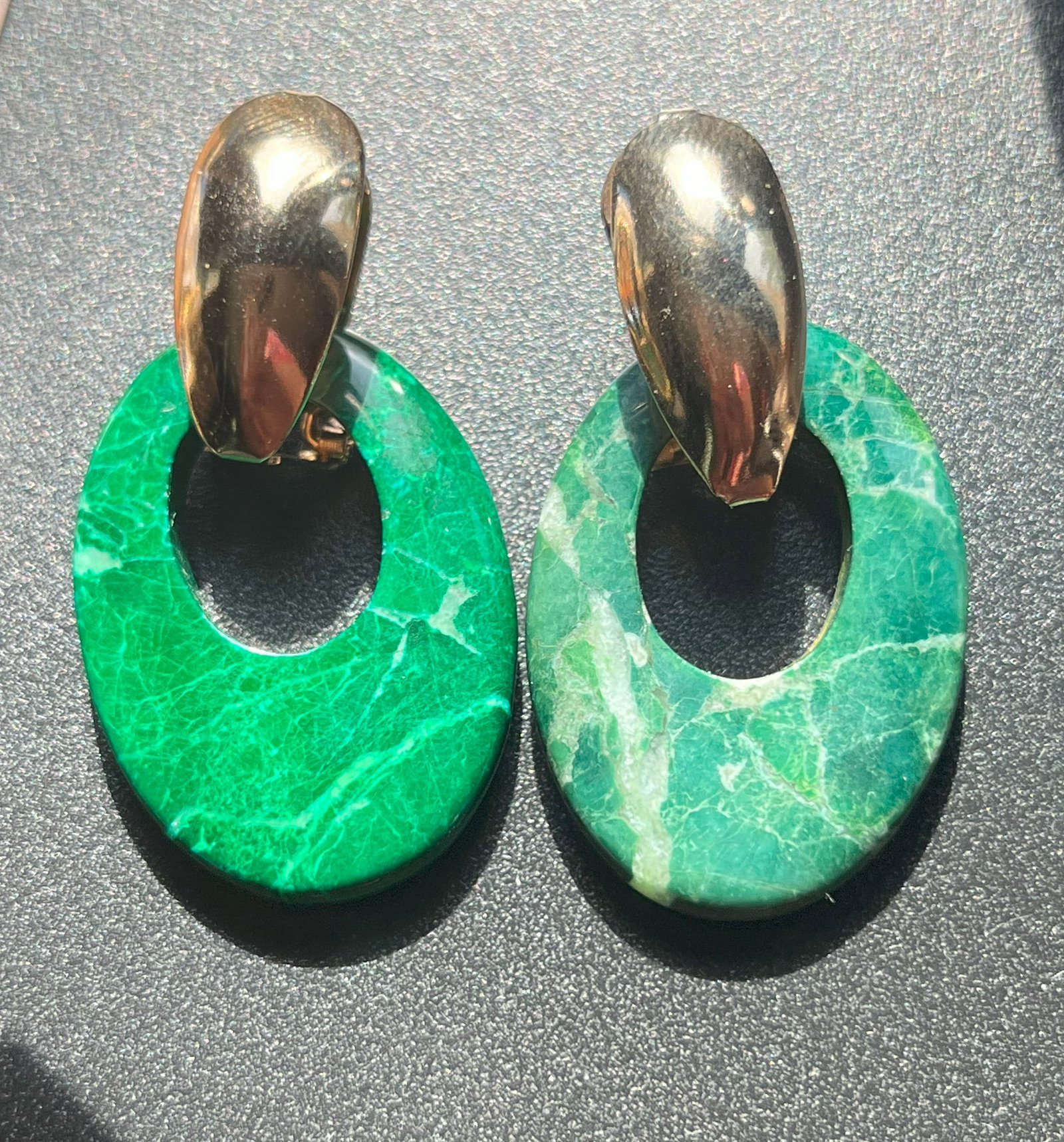 Pair of Malachite Earrings: Pair of Malachite Earrings
