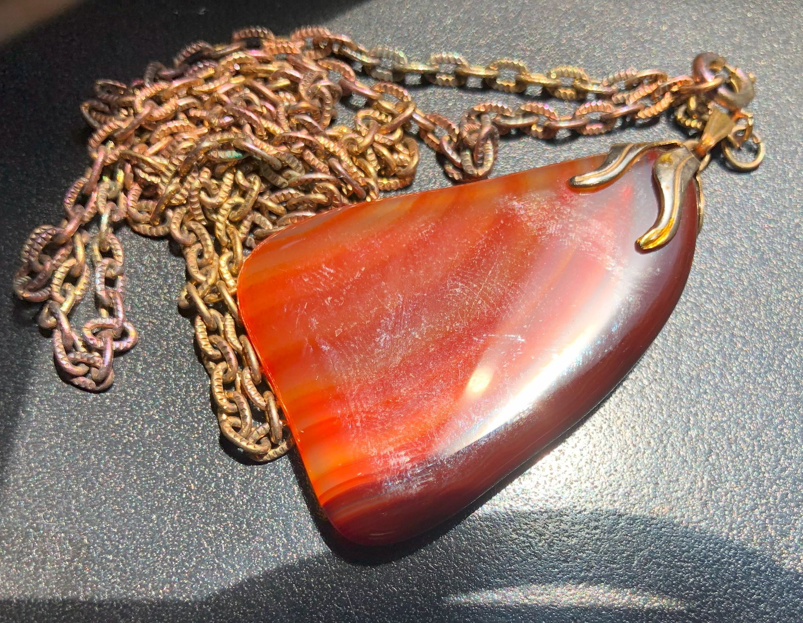 vintage Carnelian Pendant Gold Filled Necklace