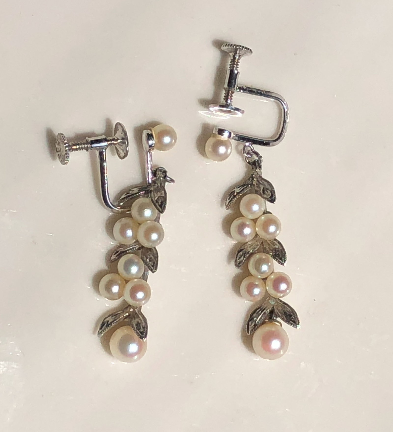 Pair of Silver Sea Pearl Earrings: Pair of Silver Sea Pearl Earrings