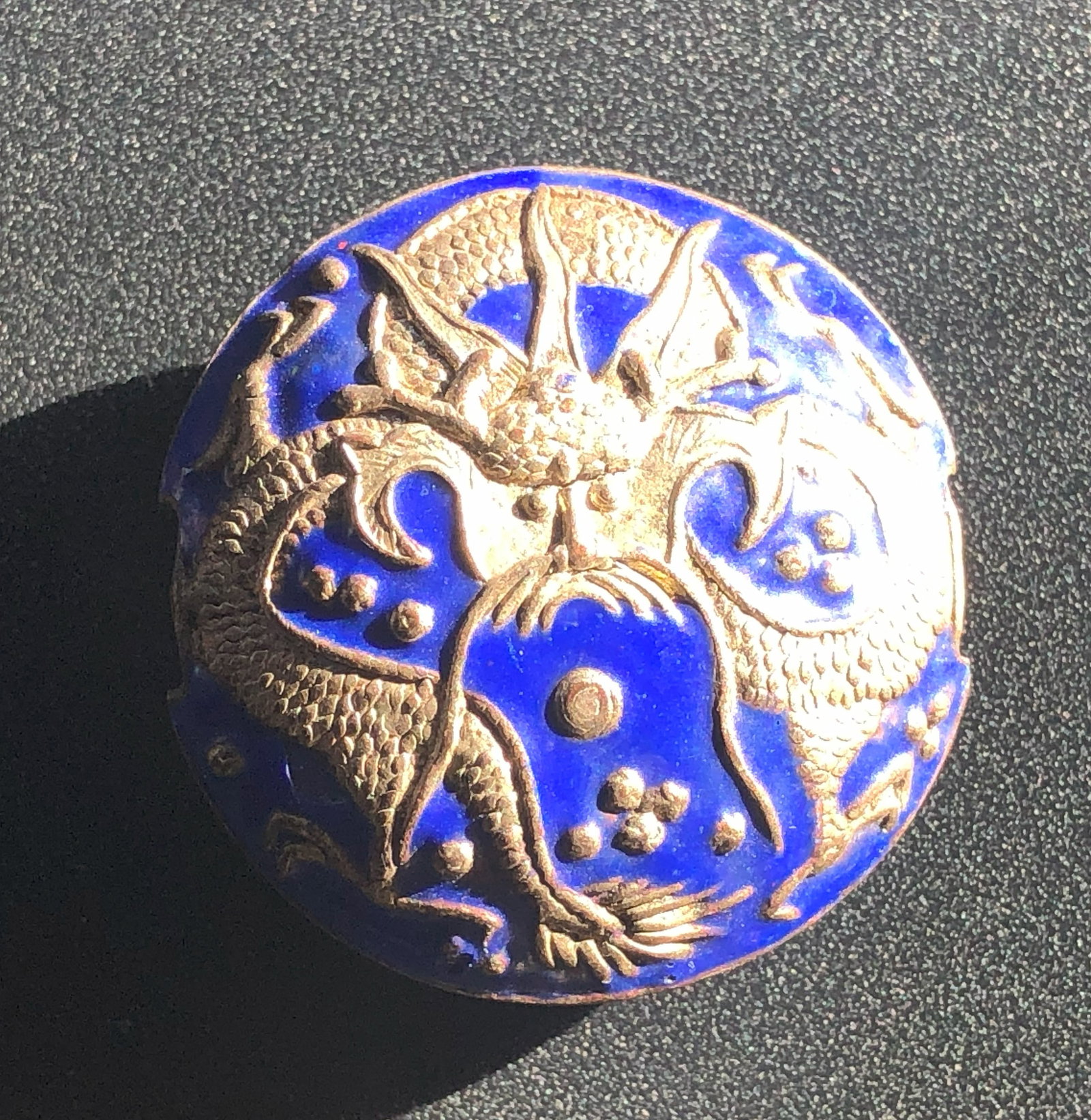 Antique Qing Dynasty Silver Dragon Bead: Antique Qing Dynasty Silver Dragon Bead, Size: 1.4"