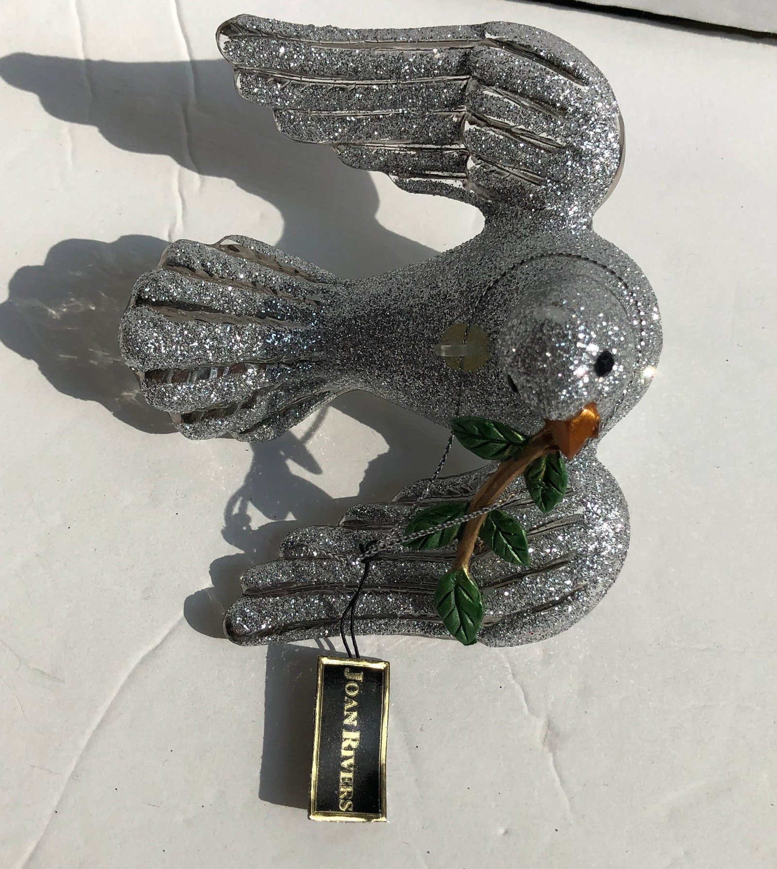 Joan Rivers Silver Glitter Dove Ornament (1 of 1)