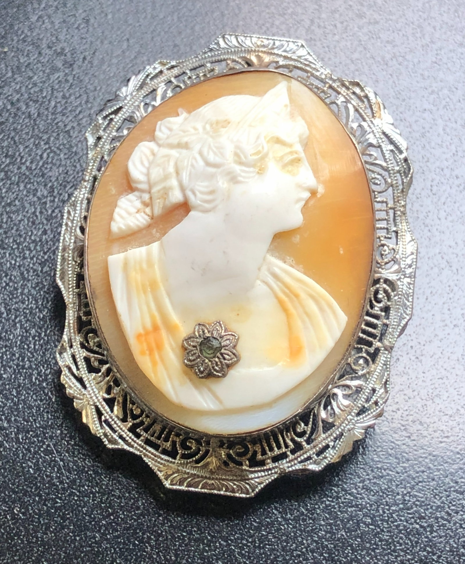 Vintage Cameo Silver Brooch Pin (1 of 4)